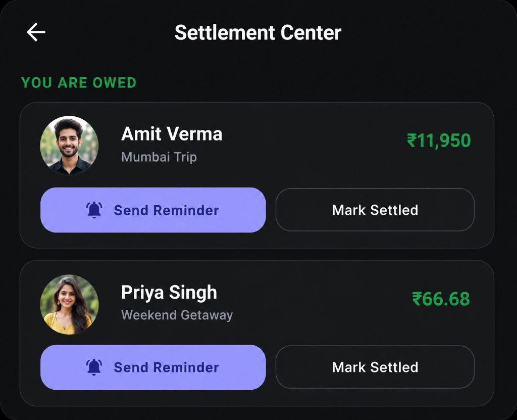 SplitMate Settlement Center - Who Owes What